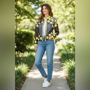 Women's Rose Pattern Laser-Cut Leather Jacket Romantic Turkish Design Karizma